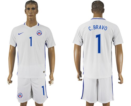 Chile #1 C.Bravo Away Soccer Country Jersey - Click Image to Close